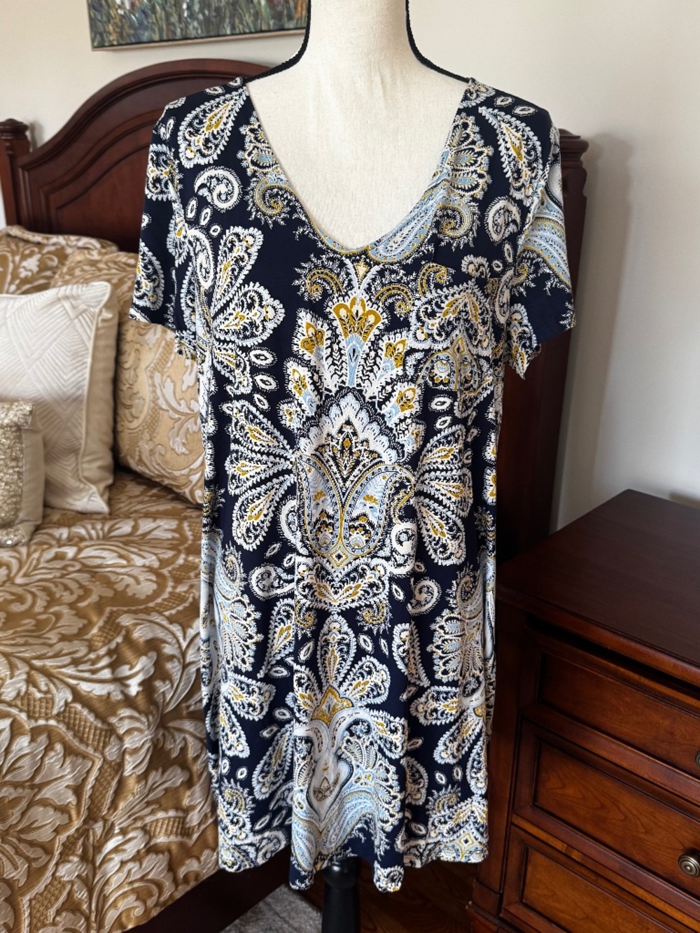 Soma Cool Nights Sleep Shirt -Paisley Navy - Large - NWT